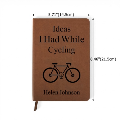 Personalisiertes Notizbuch mit Namen, A5-Ledereinband, Inspirationsjournal für Radsportbegeisterte, Geburtstags-/Jubiläums-/Ruhestandsgeschenk für Fahrradliebhaber/Radfahrer