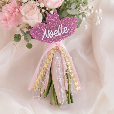 Personalized Name Glitter Ballet Tutu Bouquet Wand with Text, Acrylic Floral Accessory, Dance Recital Keepsake, Gift for Ballerinas/Ballet Lovers