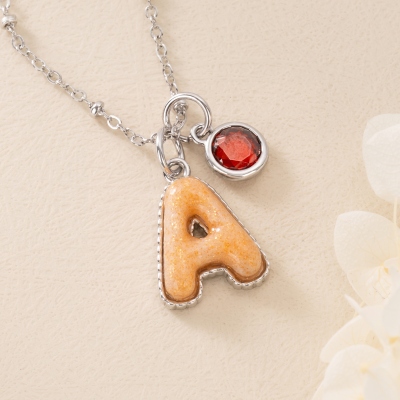 Personalized Macaron-colored Bubble Initial Necklace with Birthstone, Dainty Friendship Jewelry, Birthday/Anniversary Gift for Her/Sisters/Besties