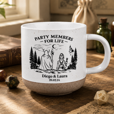 Personalized DND Couple Mug, Custom RPG Character Dungeons and Dragons Adventure Partners Coffee Cup, Anniversary Valentine Gift for Gamer Lovers