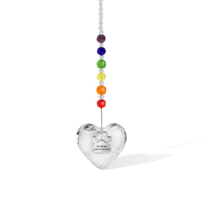 Rainbow Bridge Pet Loss Heart Sun Catcher, Memorial Keepsake, Pet Loss Gift, You Left Paw Prints on My Heart, Gift for Dog Mom/Pet Lovers