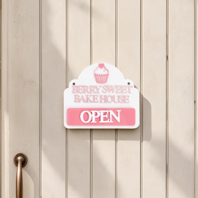 Personalized Shop Name Cupcake Pattern Open/Closed Acrylic Sign, Multicolor Bakery Decor, Birthday/Opening Gift for Shop Owners/Bakers