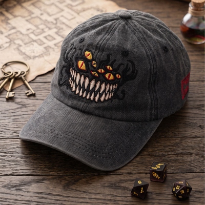 Custom DND Mimic 3D‑Embroidered Adjustable Baseball Cap, Personalized Side Text TTRPG Monster Hat, DND Geek Gift