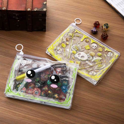 Gelatinous Cube DND Zipper Pouch, Clear Storage Bag for TTRPG Miniatures, Pens, Dice & Character Sheets, Kawaii Gel Cube Organizer, DND Gifts