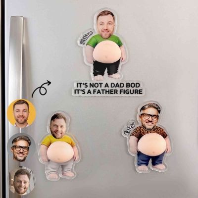 Personalized Funny Dad Bod Belly with Photo and Name, Squishy Acrylic Fridge Magnet, Home Decor, Father's Day/Birthday Gift for Dad/Husband/Him