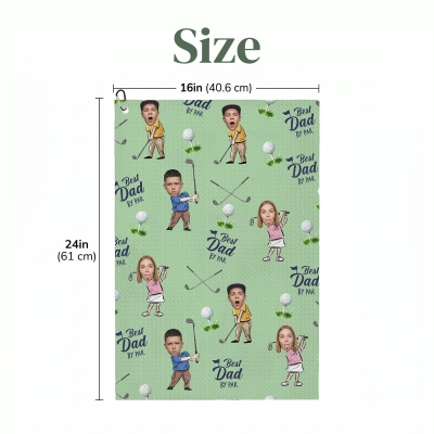Custom Kid Face Golf Waffle Weave Sweat Towel with Name, Multicolor Absorbent Sports Towel, Birthday/Father's Day Gift for Golf Players/Dad/Husband