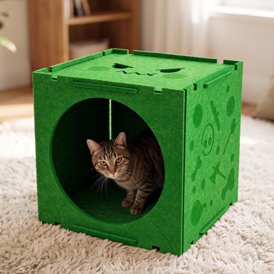 Gelatinous Cube Felt Cat Cave Bed, DnD Fantasy Cat House, Modular Assembly Hideout for Cat, DND Gifts for Cat Lovers