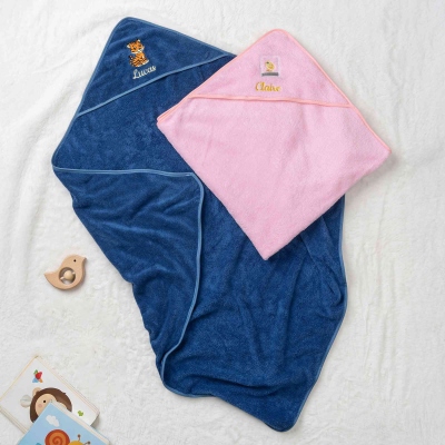 Personalized Embroidered Baby Hooded Bath Towel with Name, Cartoon Animal Kids Bath Wrap, Bath Essential, Baby Shower/Birthday Gift for Newborns/Kids