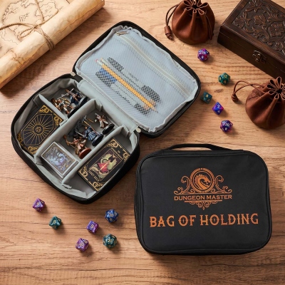 Bag of Holding DND Storage Case, Custom Name RPG Travel Organizer, Double Layer Dice Miniatures Character Sheet Bag, Gift for DND Player