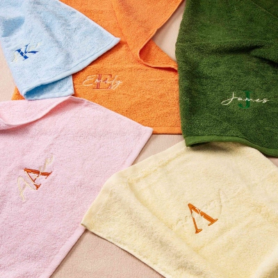 Custom Name & Initial Embroidered Towel, Monogrammed Cotton Hand/Bath Towel, Bridal Shower Favor, Housewarming/Birthday for Hostess/Family/Friends