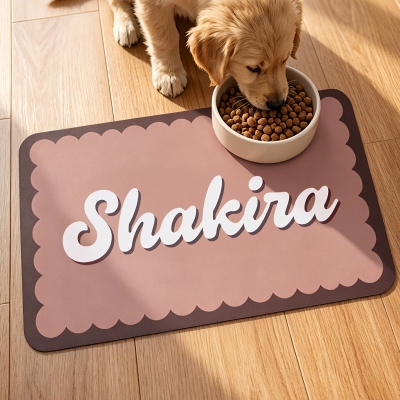Personalized Retro Color-Block Pet Feeding Mat with Name, Waterproof Non-slip Pet Placemat, Pet Supply, Birthday/Christmas Gift for Pet Parents/Owners