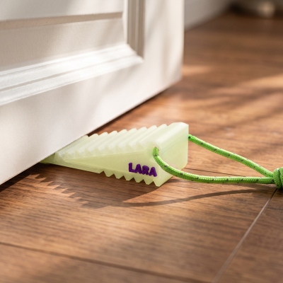 Personalized Name 3D Printed Firefighter Door Wedge, Glow in the Dark Stepped Door Stop with Reflective Paracord, Rescue Marking, Gift for Family