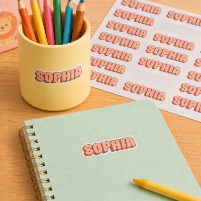 Personalized Multicolor Bubble Letters Stickers with Name, Labels for Notebook/Bag/Water Bottle, Back to School/Birthday Gifts for Students/Kids