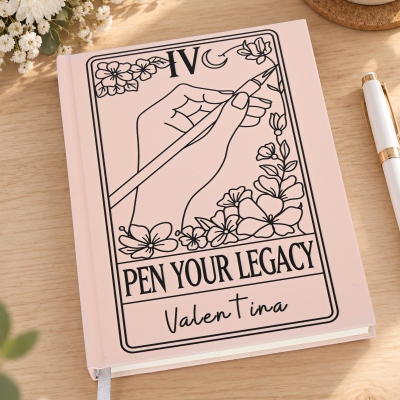 Personalized the Writer Tarot Card Notebook with Name and Text, Multicolor A5 Hardcover Journal, Daily Use/Birthday Gift for Writers/Book Lovers