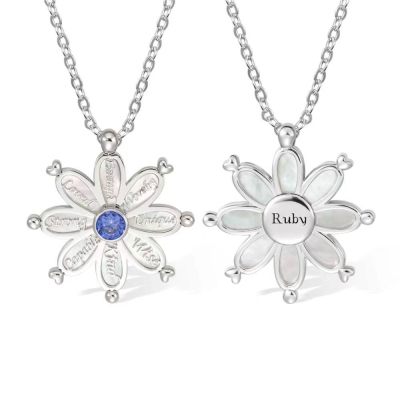 Custom Name Daisy Necklace with Birthstone, You Are More Than Enough Necklace, Inspirational Necklaces for Her, Motivation Jewelry, Gift for Daughter