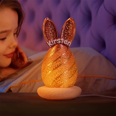 Personalized Name Easter Bunny Egg LED Night Light, 3D Printed Pastel Night Lamp with Remote, Kids Room Decor, Easter Gift for Kids/Boys/Girls