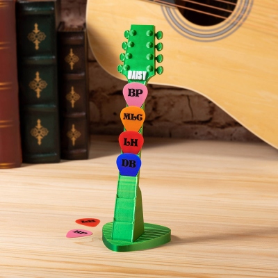 Personalized Name 3D Printed Guitar Pick Holder, Guitar Handle Shaped Plectrum Display Stand, Guitar Accessory, Gift for Music Lovers/Guitarists
