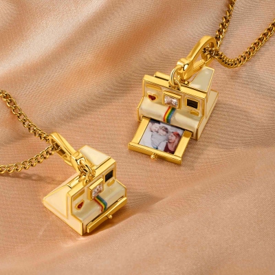Personalized Photo Retro Camera Pendant Necklace, Custom Memorial Picture Jewelry, Birthday/Anniversary/Christmas Gift for Couple/Family/Friends