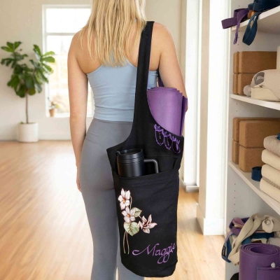 Personalized Yoga Mat Bag with Name, Gym Mat Holder Strap for Carrying, Travel Backpack Packable Fits All Your Stuff, Gifts for Woman Fitness/Sport Lover
