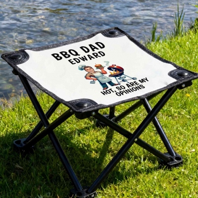 Personalized Funny Dad Photo Foldable Fishing Stool with Name, Outdoor Camping Stable Chair, Birthday/Father's Day Gift for Husband/Dad/Grandpa