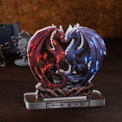 Personalized Dragon Couple Acrylic Plaque, Custom Name Lovers Gift, Fantasy Anniversary Decor, Wedding Gifts for Husband and Wife, Dragon Gifts