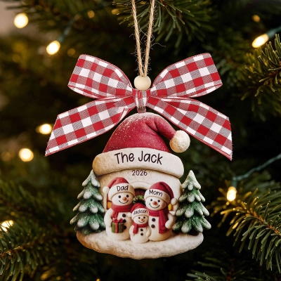 Custom 1-6 Names Snowman Family Christmas Ornament, Acrylic Christmas Tree Hanging Ornament, Holiday Keepsake, Christmas Gift For Family/Mom/Grandma