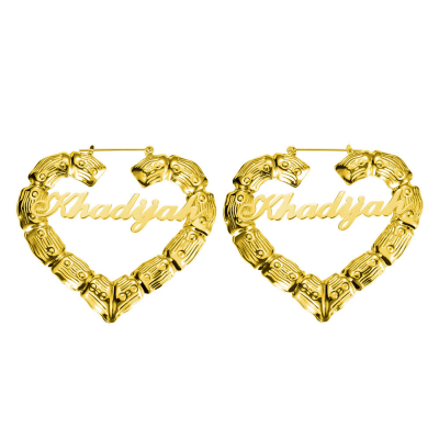 Boucles d'oreilles personnalisées en forme de cœur en bambou