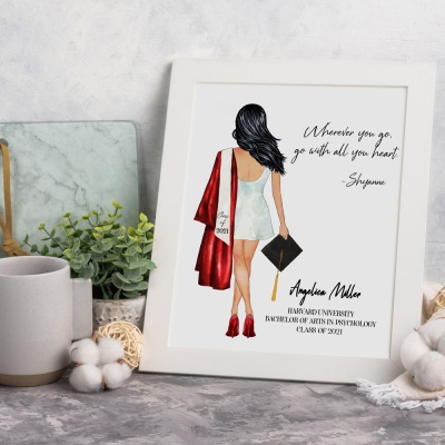 Personalized Graduation Keepsake Print Gift for Her