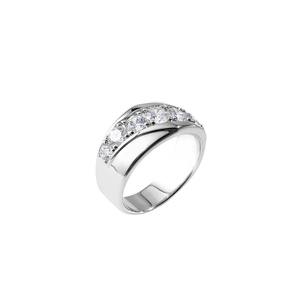 Anel masculino clássico com zircão cúbico embelezado, anel cintilante, banda de eternidade masculina para noivado/anel de casamento
