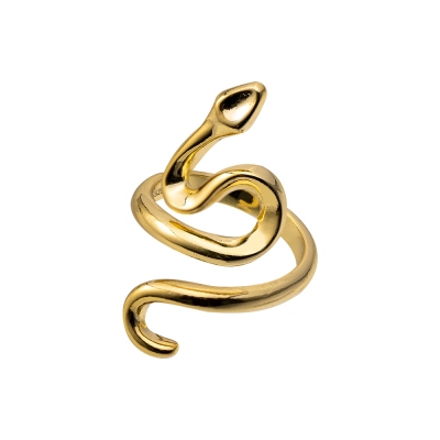 Adjustable Gold Snake Ring, Open Stacking 18K Gold Plated Snake Spiral Ring, Vintage Gothic Jewelry Punk Ring, Gift for Men/Women