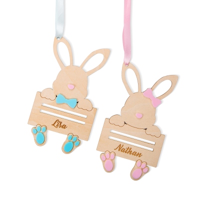 Personalized Easter Bunny Money Holder with Engraved Name, Easter Basket Tags, Bunny Ear Tags, Easter Basket Decor, Easter Gift for Kids/Family