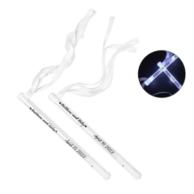 (Set of 10pcs)Custom Name/Text LED Stick Wedding Ribbon Light Up Wands with Lights, Wedding Party Favors Ideas