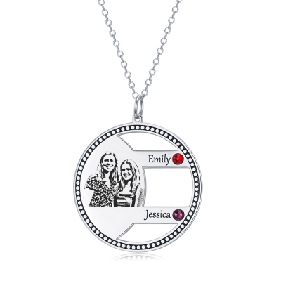 Personalized Family Portrait Name Necklace, Birthstone Necklace, Family Necklace with Picture, Gift for Mom/Grandma, Mother's Day Gift Ideas