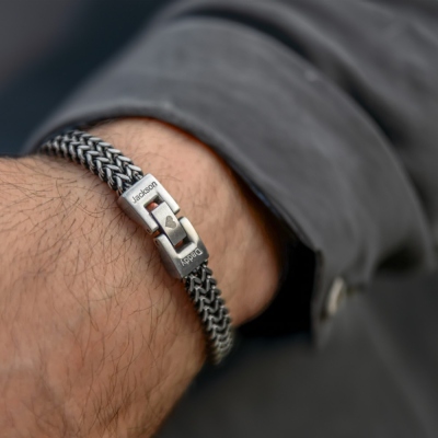 Bracelet pour hommes longue distance gravé sur mesure, bracelet de carte imbriqué en acier inoxydable, cadeau de relation longue distance pour amoureux/partenaire/lui