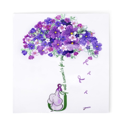 Forget Me Not Flower Elephant Umbrella Car Decal, Autocollant de sensibilisation de Dalzheimer, Cadeau d’encouragement pour le patient/guerrier/famille d’Alzheimer