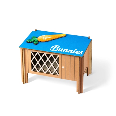 Personalized Name Easter Bunny Hutch with Carrot, Wooden Easter Rabbit Cage Decoration, Easter Egg Hunt, Easter Basket/Party Gift for Boy/Girl/Kids