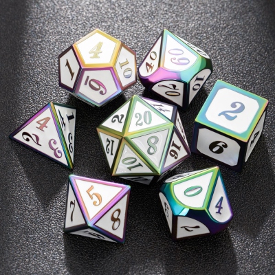 Metal DND Dice Set, Metal Solid Dice Set, Role Playing Games Sharp Edge Dice, Three Colors to Choose from, Metal Dice Set, Polyhedral Dice Set