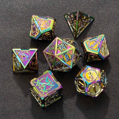 Metal DND Sword Weighted Dice Set, DND Dice Set, Metal Dice Set, Metal Polyhedral Dice Set, Sword Dice, Role Playing Games Dice, Dazzling Color Dice
