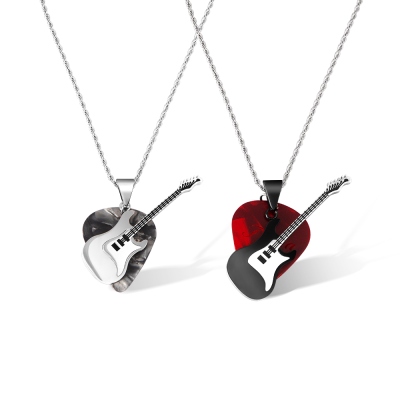 Personligt halsband för gitarrval med budskap, halsband med gitarrhäng, rockgitarrsmycken, musiktillbehör, present till musikälskare/gitarrister