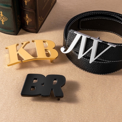 Personalized Initials Stainless Steel Belt Buckle, Men's Apparel Accessories, Birthday/Father's Day/Wedding Gift for Dad/Husband/Boyfriends/Groomsmen