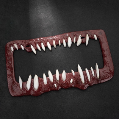 Mimic Teeth Plastic License Plate Frame Fits All Car, License Plate Cover, Car accessories, DND Gifts