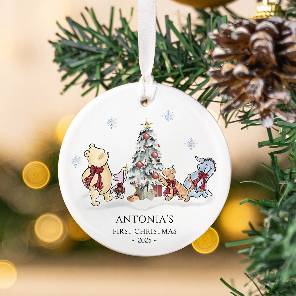 Personalized Classic Winnie the Pooh Baby's First Christmas