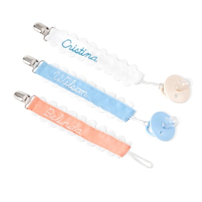 Personalized Pacifier Clip Holder Embroidery Ribbon Pacifier Leash Fits Most Pacifiers Teether Toy Baby Shower Newborn Gift