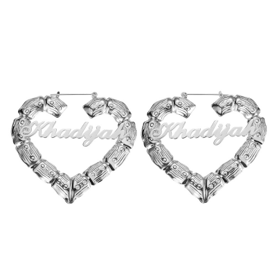 Boucles d'oreilles personnalisées en forme de cœur en bambou
