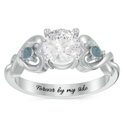 Personalized Heart in Heart Gemstone Ring