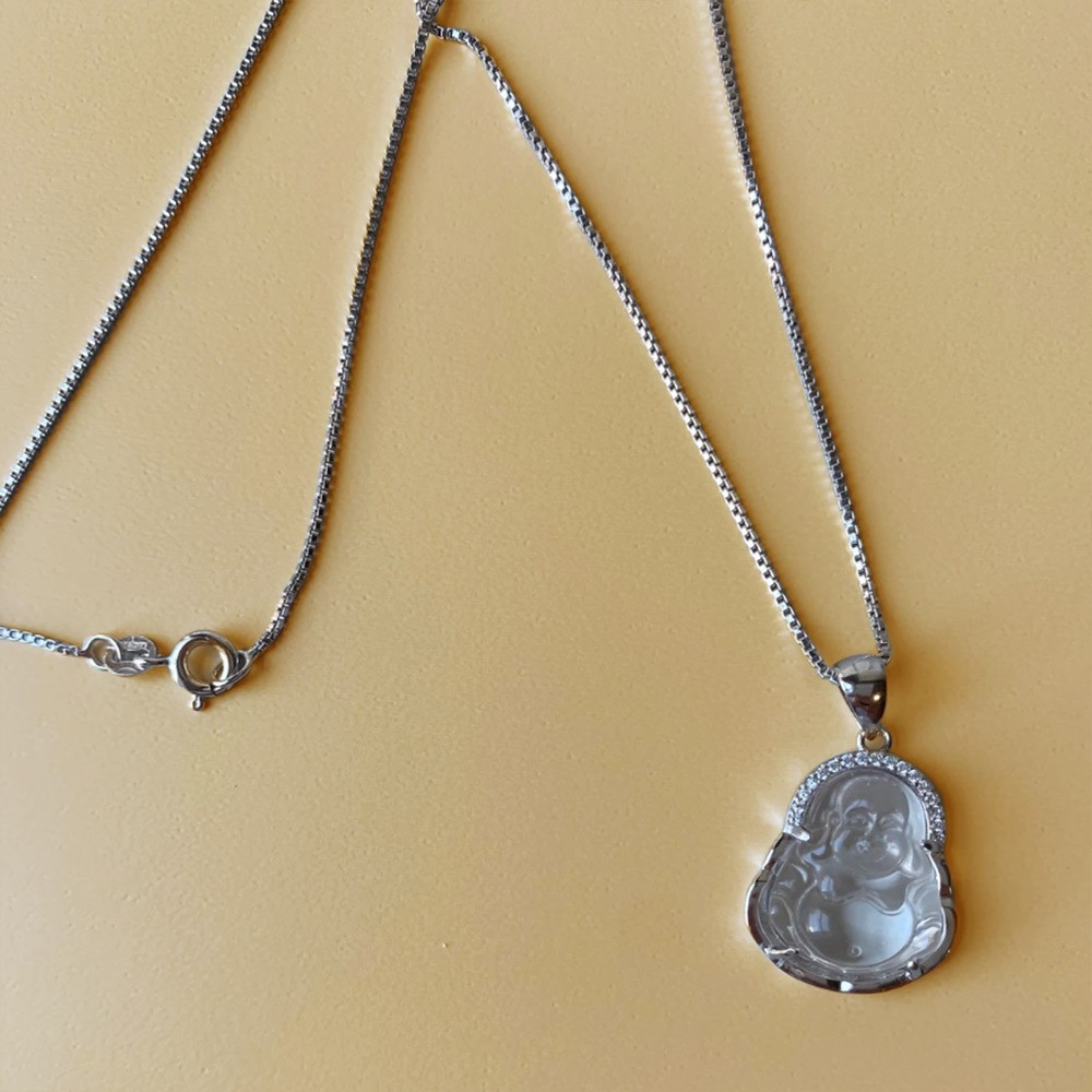 silver buddha halsband