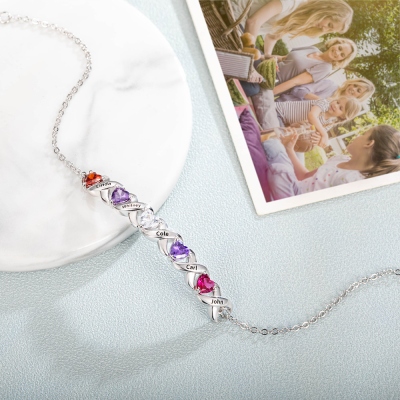 heart birthstone bracelet