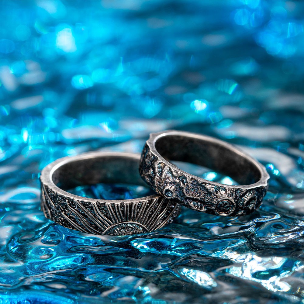 Sun & Moon Promise Rings, Sterling Silver 925 Couple Rings, Couple Ring Set, Matching Rings, Wedding/Anniversary Gift for Wife/Girlfriend/Lovers
