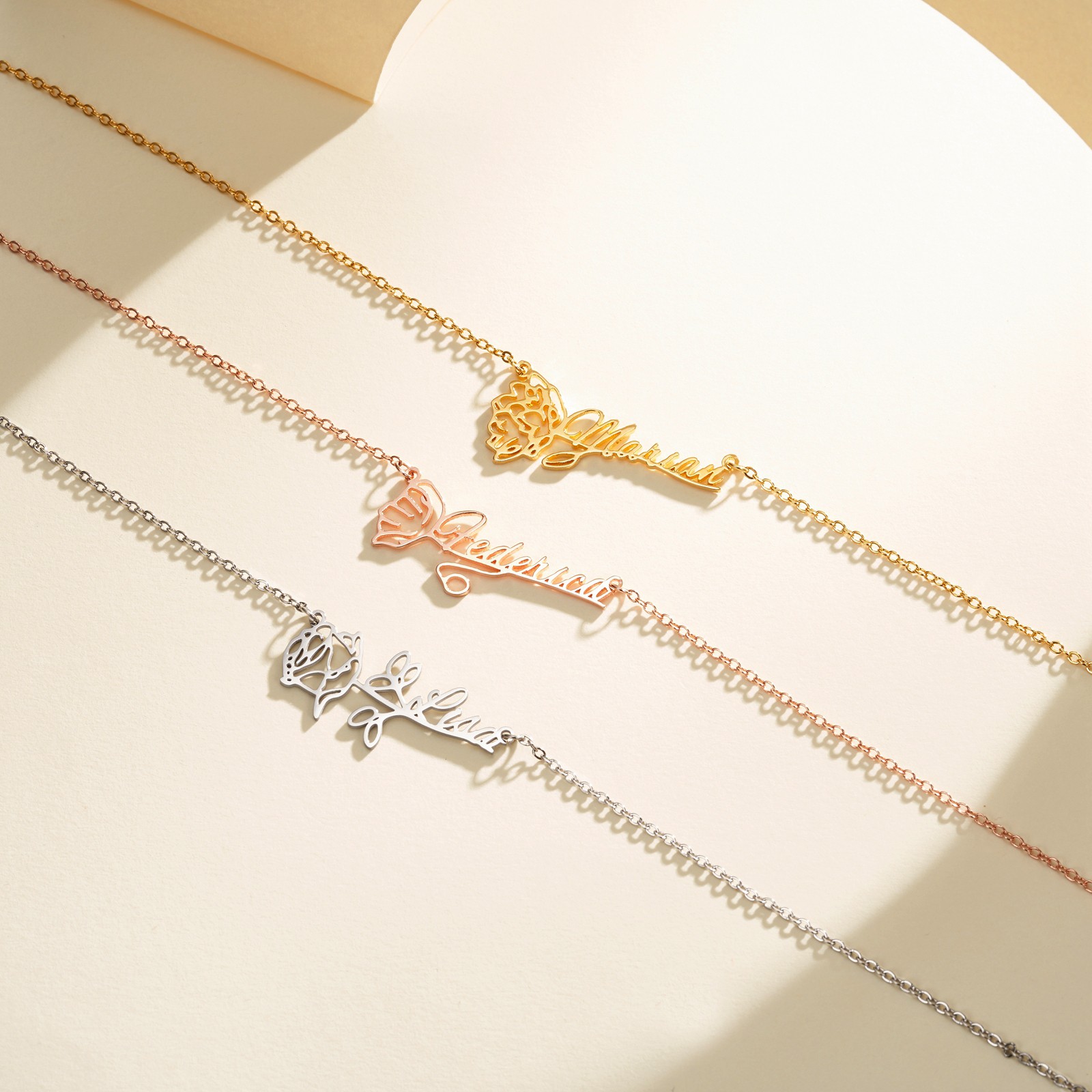 birth flower name necklace