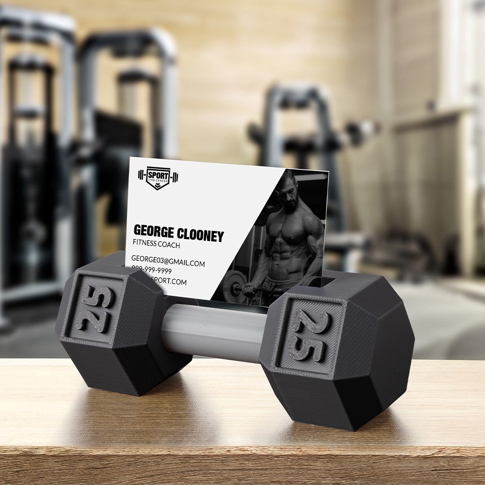 dumbbel business card holder
